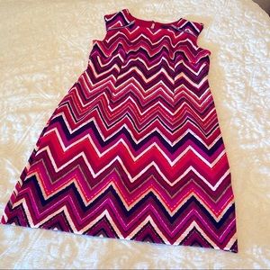 Madison Leigh Pink Chevron Sleeveless Dress Sz 12 Knee Length Summer Pattern